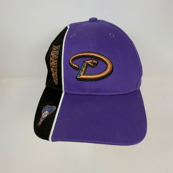 Rare‎ Arizona Diamondbacks Baseball Hat Purple Black Embroidered Logo Strap Back